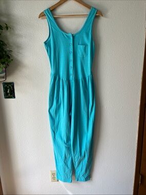Vintage Hang Ten 100% Cotton Romper Jumper Teal Blue NWT L